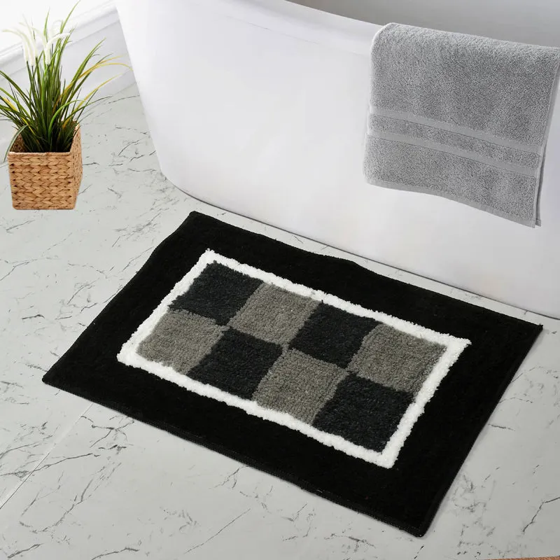 Zerix Cotton Bath Mat - Black & White media 4