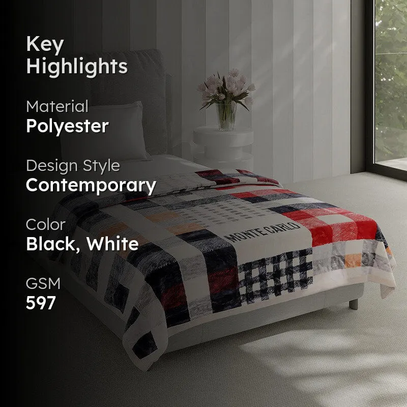 Monte Carlo Montana Mosaic Blanket (Black,White) - 597 GSM media 2