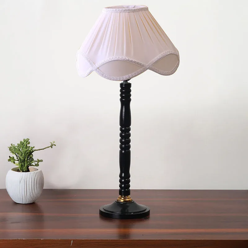 Terra Light Table Lamp With Carved Wooden Base - White,Black media 3