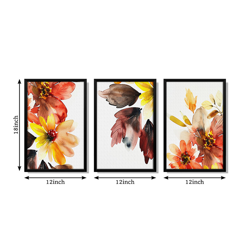 Floral Brushstrokes Wall Art With Frame - Set Of Three media 7