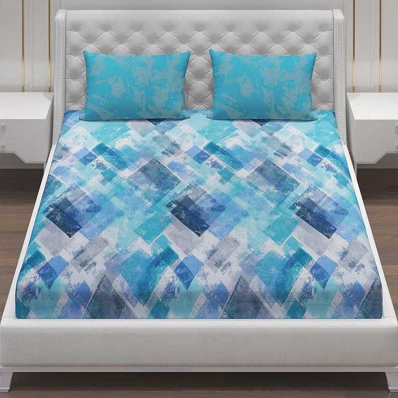 Monte Carlo Modern Muse Cotton Bedsheet (Blue) - 104 TC media 4