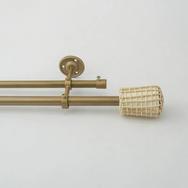 Lattice Duo Extendable 1" Double Curtain Rod With Round Finial & Brackets media 5