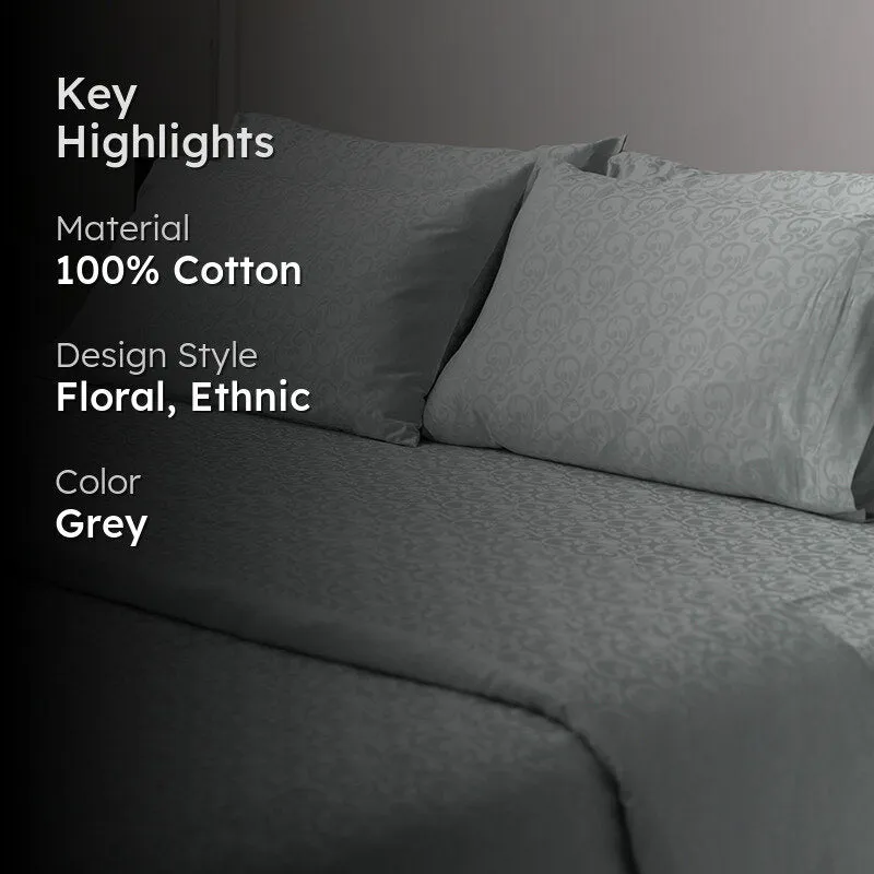 Coral Bloom Jacquard Pillow Cover (Light Grey) - Set Of Two media 2