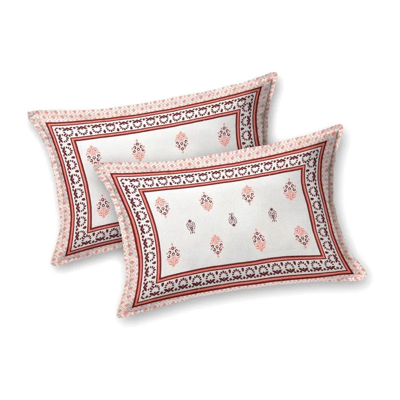 Gardenon Cotton Bedsheet (White,Peach) - 240 TC media 4