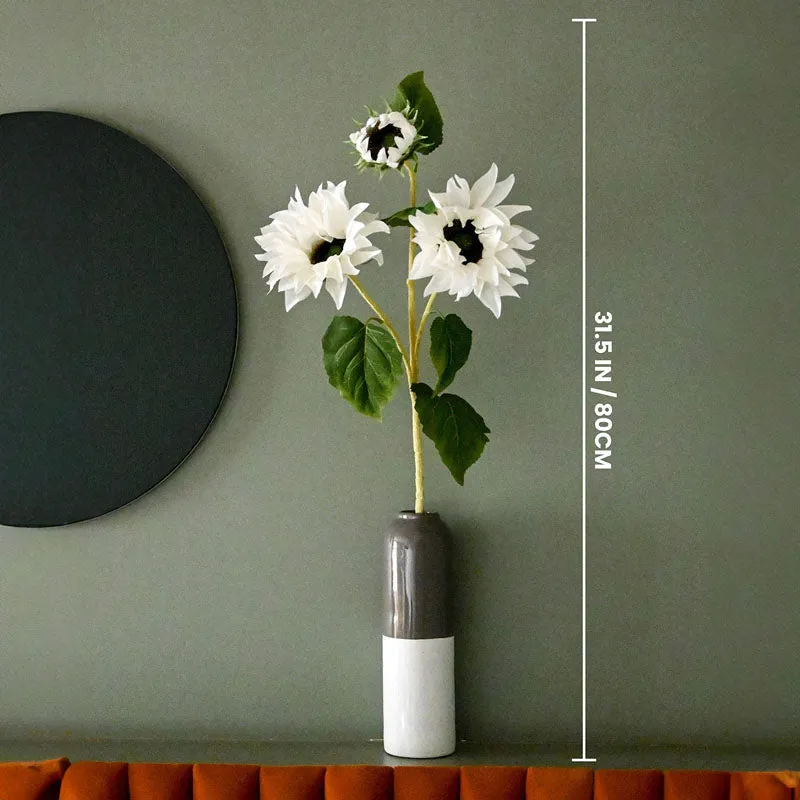 Faux Sunflower Flower Stick - White media 4