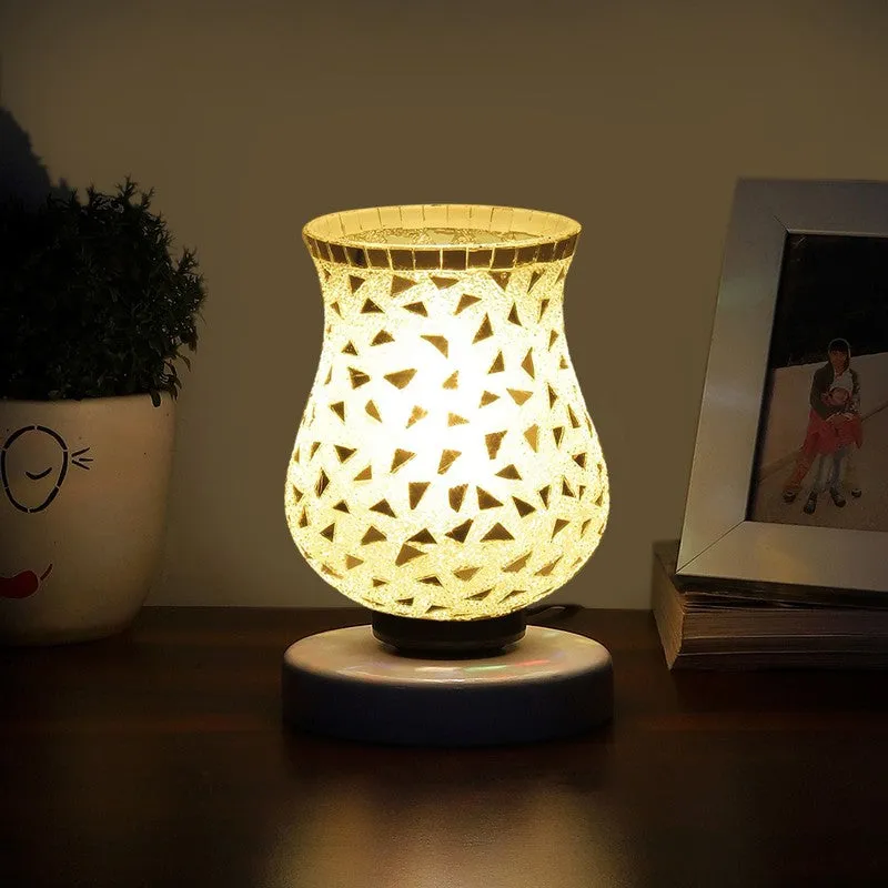 Glossia Mosaic Glass Table Lamp With Wooden Base - Multicolor media 1