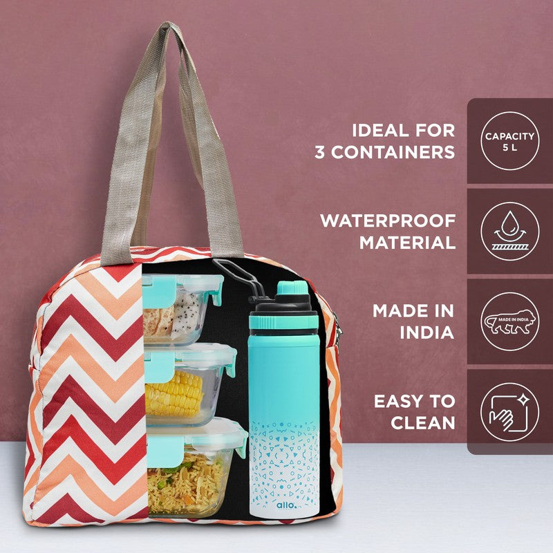 Gridex Polyester Lunch Bag - Red & White media 5