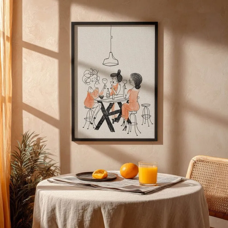 Figurine Dining Archival Canvas Wall Art - Black media 4