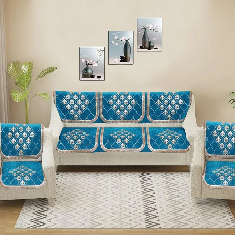 Nidha Sofa Cover (Aqua) media 1