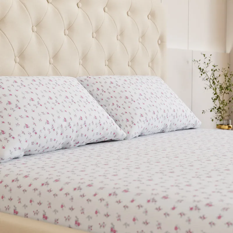 Wildflower Floral Cotton Bedsheet (Pink) - 180 TC media 3