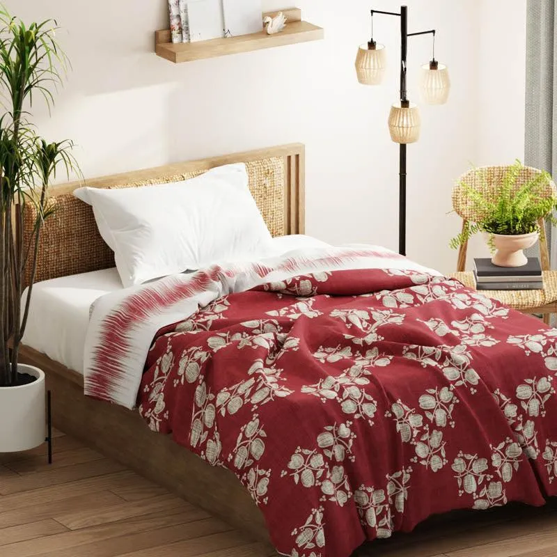 Minas Floral Reversible Microfiber Comforter (Red) - 120 GSM media 4