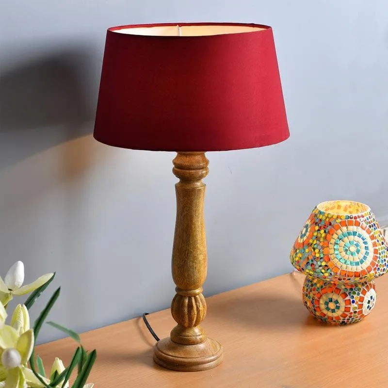 Rustic Elegance Fabric Table Lamp - Brown,Red media 3