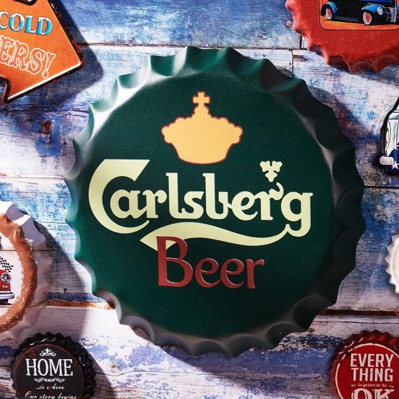 Carlsberg Beer Bottle Cap Metal Wall Accent media 1