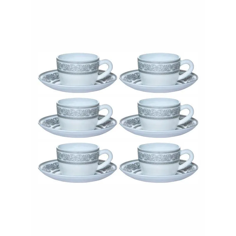 Aari Ethnic Grey Cup & Saucer (130 ML) - Twelve Piece Set media 3