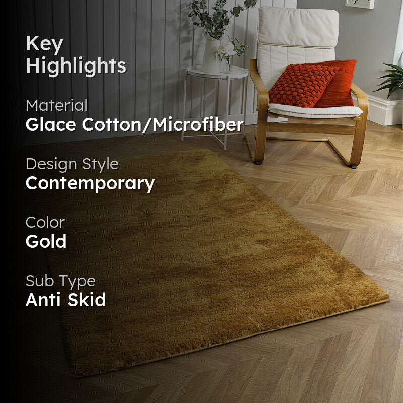 Nuo Luxe Micro Fiber Area Rug - Gold media 2