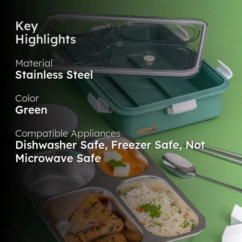 Emerio Lunch Box With Compartments (Green) - 750 ML media 2