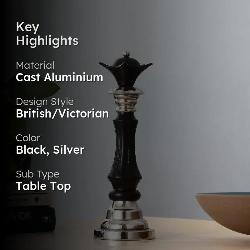 Elegant Queen Chess Piece - Black,Silver media 2