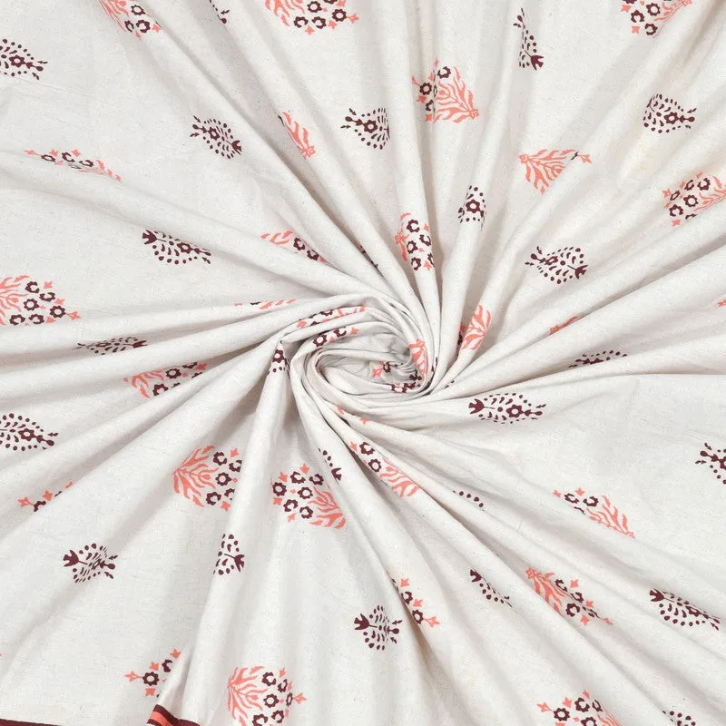 Gardenon Cotton Bedsheet (White,Peach) - 240 TC media 5