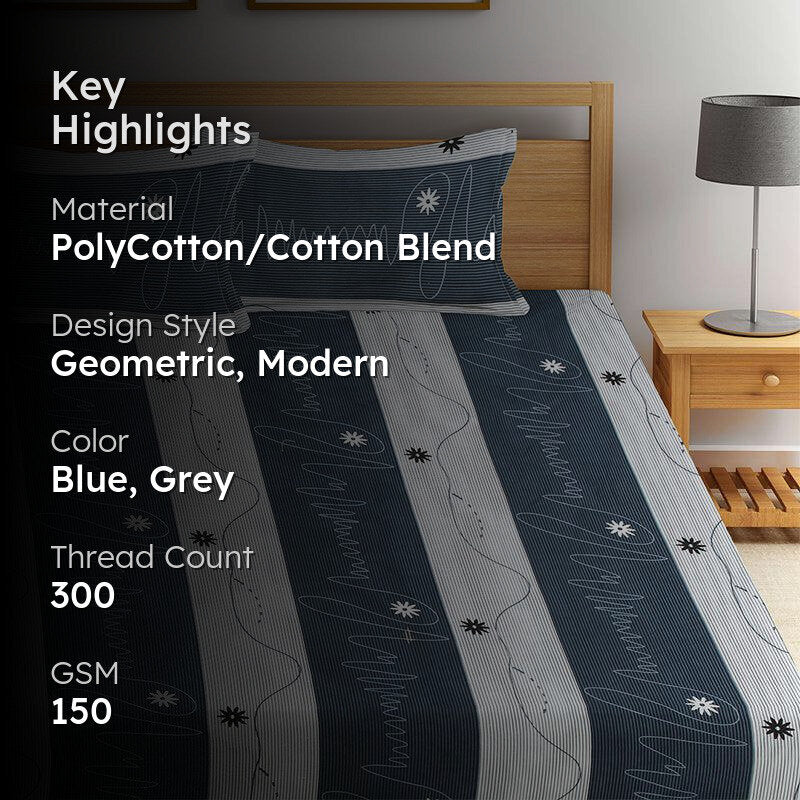 Migual Stripes Bedsheet - 150 GSM media 2
