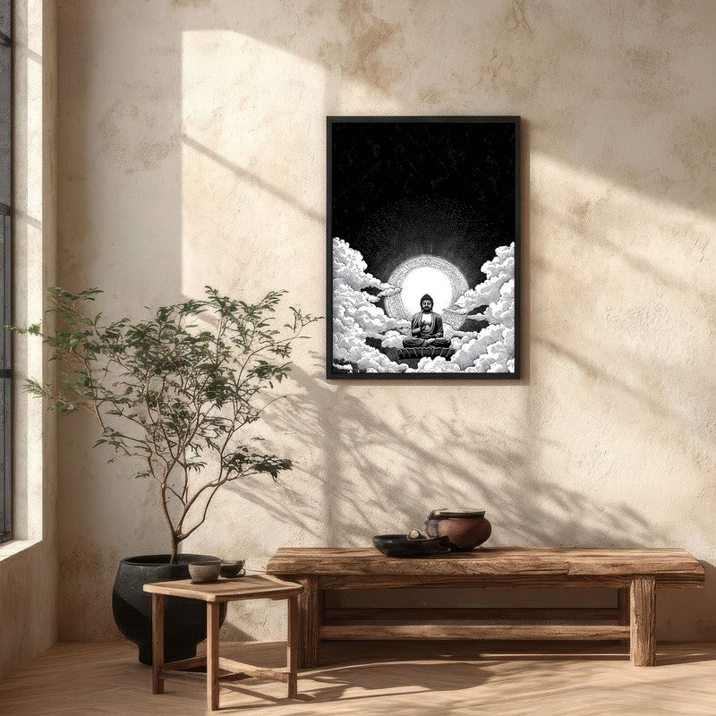 Buddha In Clouded Serenity IV Wall Painting With Black Frame media 5
