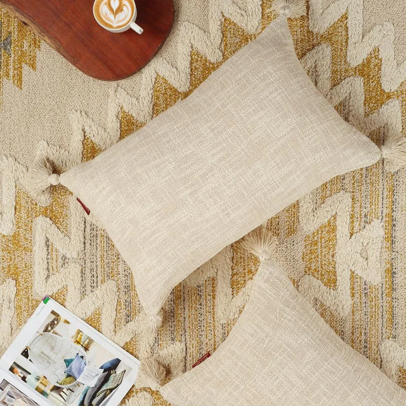 Claira Rectangle Solid Cushion Cover (Off White) - Set Of Two media 5