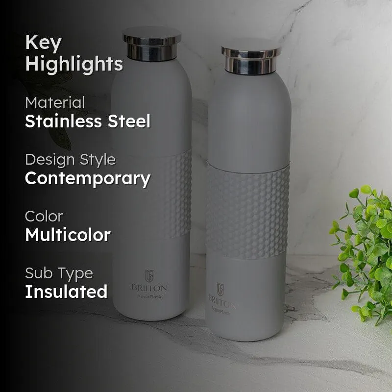 Gradient Hot & Cold Thermos Water Bottle (White & Grey, 620 mL Each) - Set Of Two media 2
