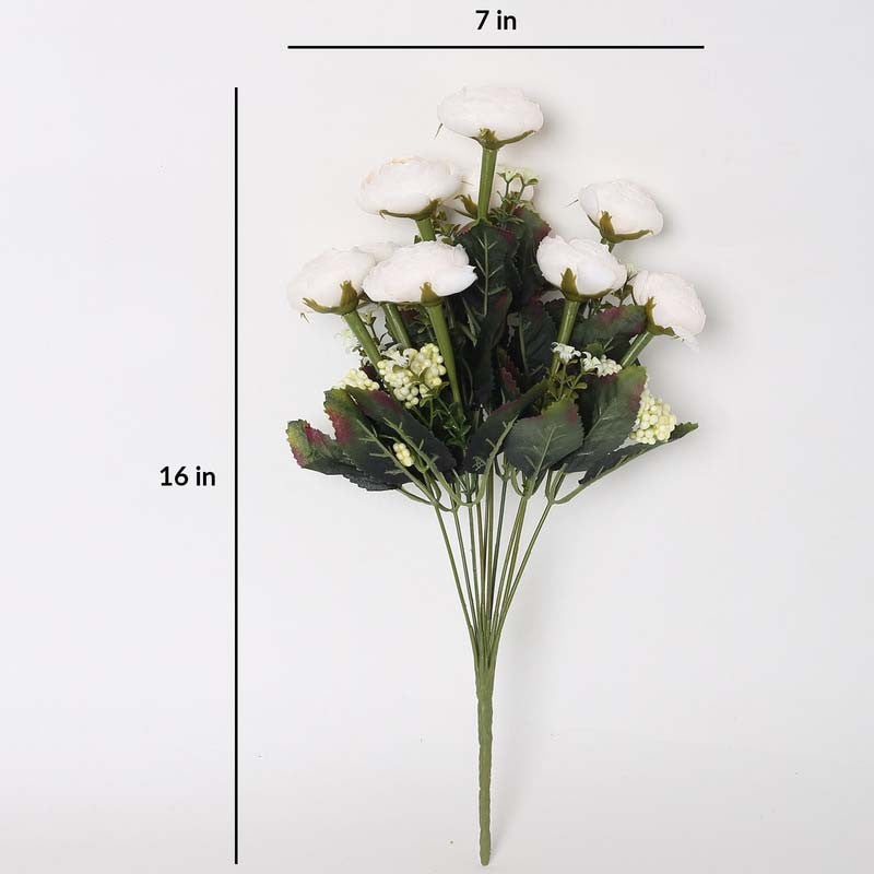 Artificial Camellia Rose Flower Bunch - White media 6