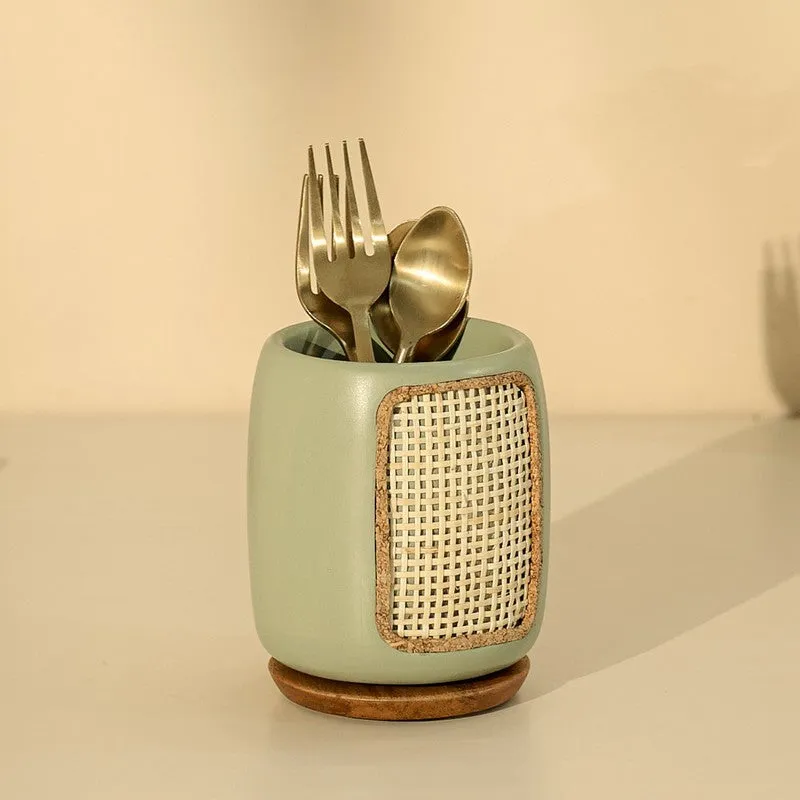 Jali Wooden Cutlery Holder media 1