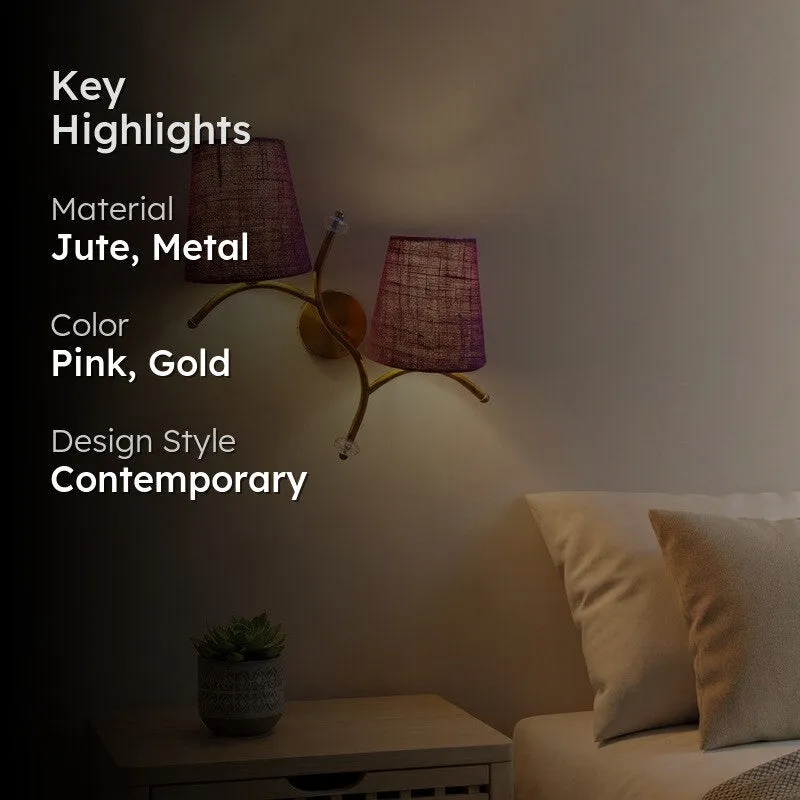 GlowStem Twin Jute Wall Lamp - Dark Pink media 2