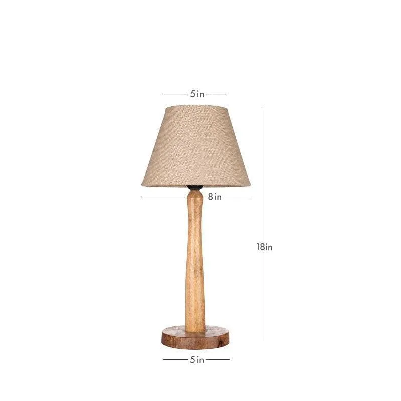 Classic Chic Fabric Table Lamp With Wooden Stand - Beige,Brown media 5