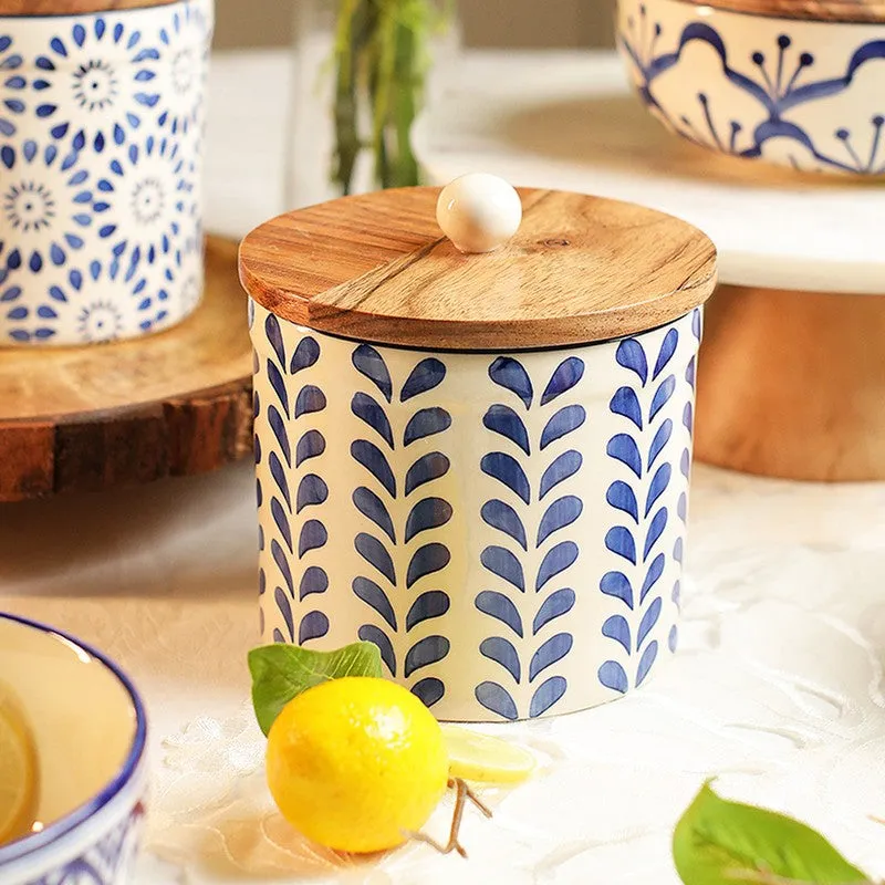 Sumi Ink Ceramic Storage Jar with Mango Wood Lid - 800 mL media 4