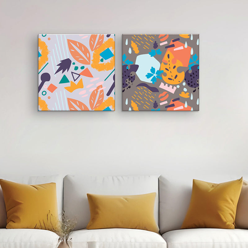 Foliage In Form Canvas Wall Painting - Set Of Two