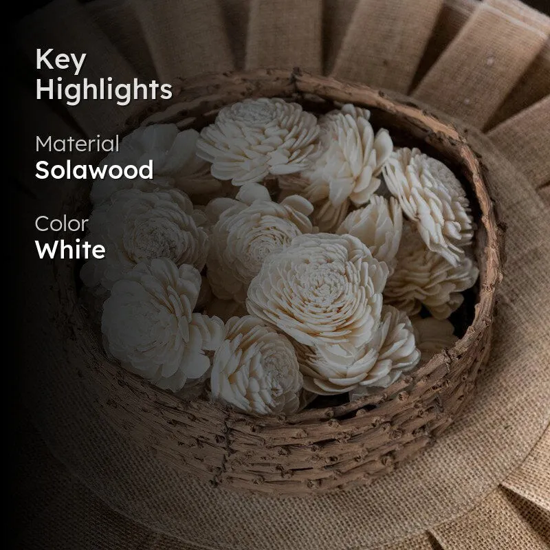Estar Sola Wood Rose Flower (White) - Set Of Ten media 2