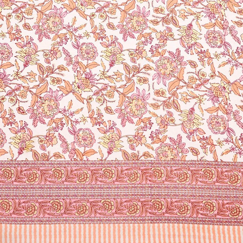 Silkena Floral Cotton Bedsheet (Orange & White) - 240 TC media 7