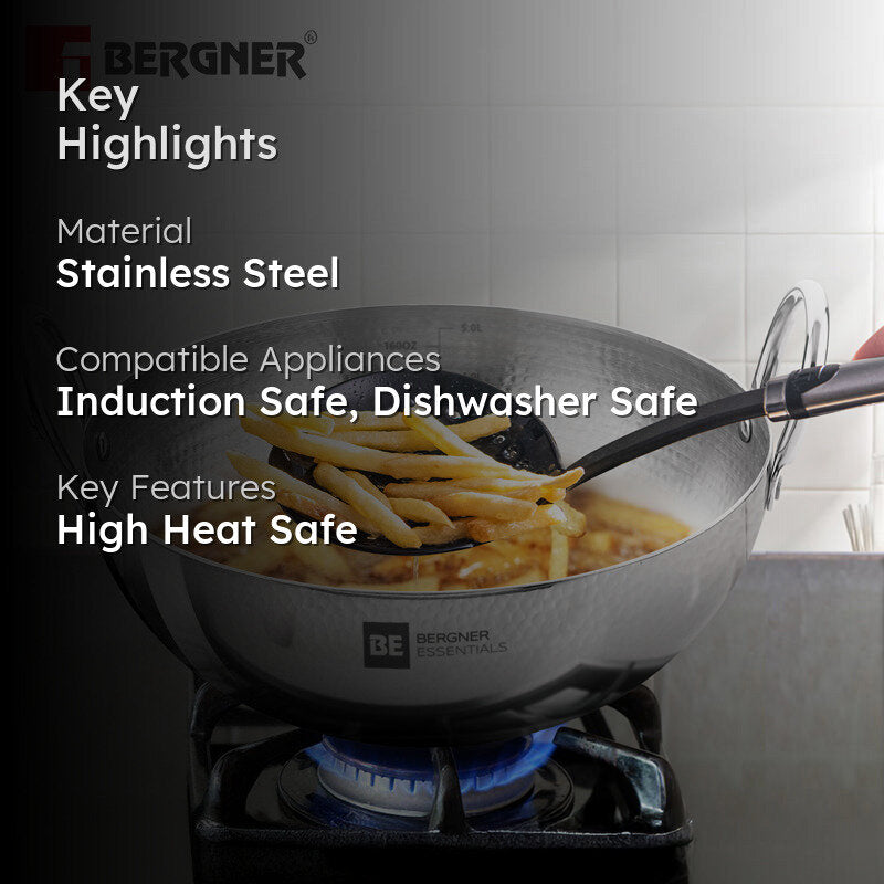 Bergner Stainless Steel Hammered Kadhai - 4200 mL media 2