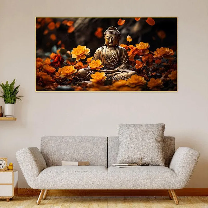 Sadaa Shanti Buddha Canvas Wall Painting With Frame media 3