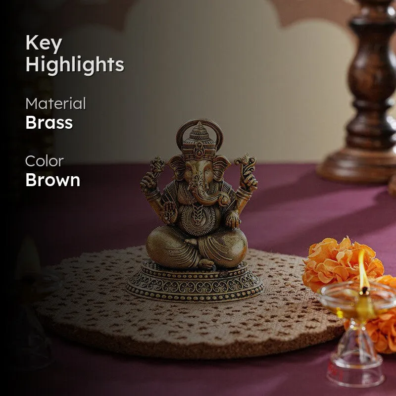 Divyanta Brass Ganapati Sitting Idol media 2