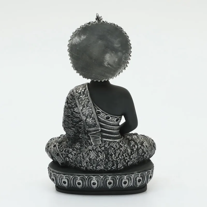 Seated Buddha Showpiece - Silver, Black media 6