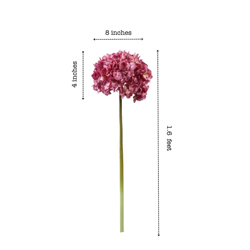 Artificial Realistic Fabric Hydrangea Flower Stick (Dark Pink) - Set Of Three media 8