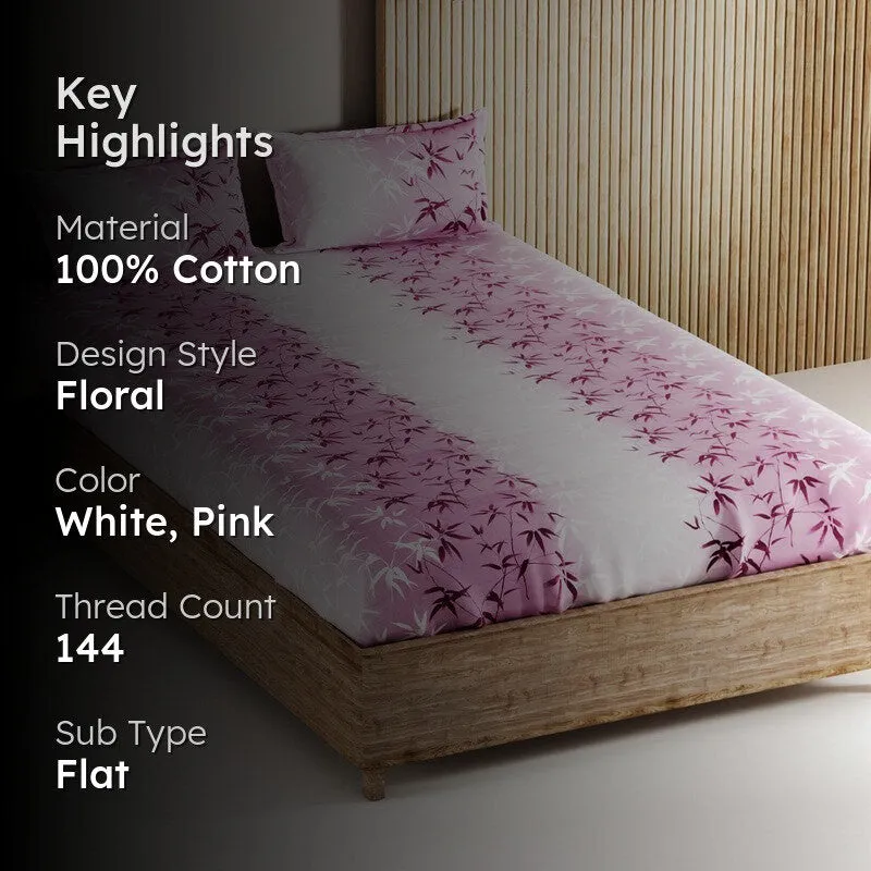 Vornel Cotton Bedsheet (Peach) - 144 TC media 2