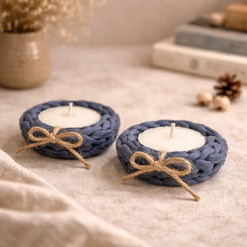 Cozy Knot Tealight Candle Holder (Blue) - Set of Two media 4