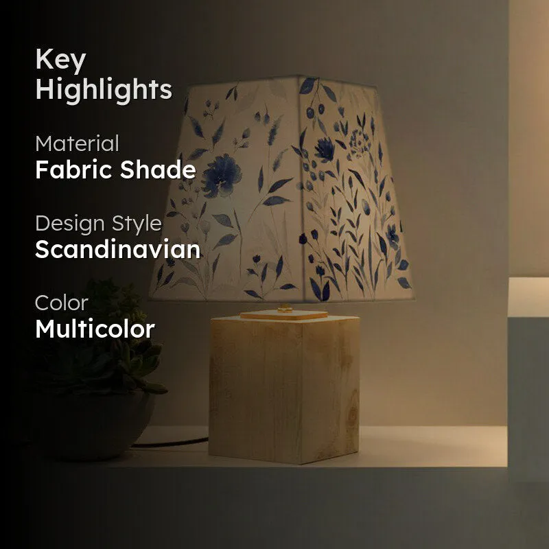 Rosha Indigo Bloom Handpainted Fabric Table Lamp - Multicolor media 2