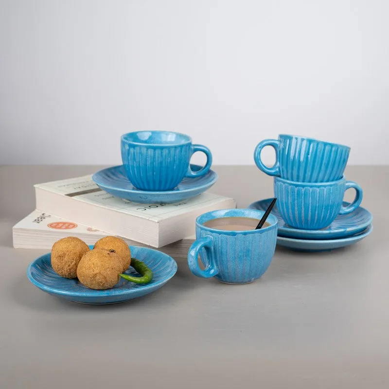 Siplet Cup & Saucer (Sky Blue/150 mL Eah) - Set of Four media 3