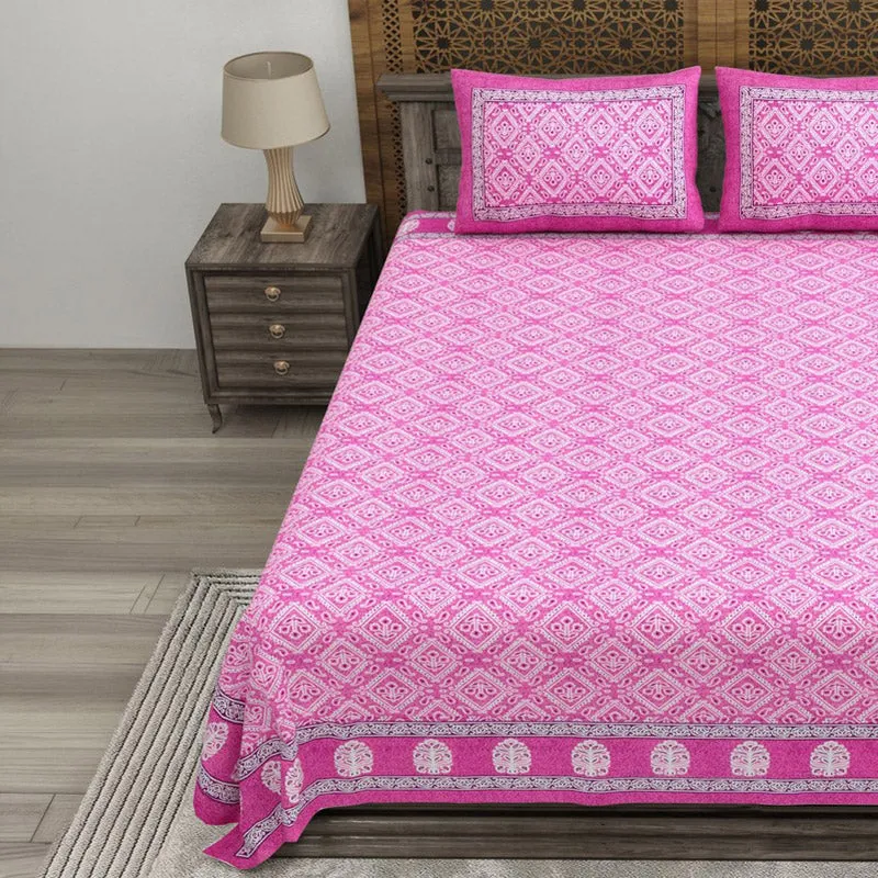 Geoo Cotton Bedsheet (Pink) - 240 TC media 3