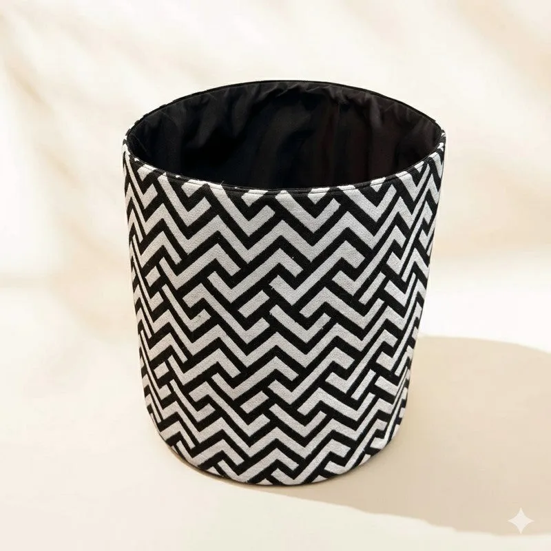 Waveza Zigzag Cotton Laundry Basket - Black & White media 4