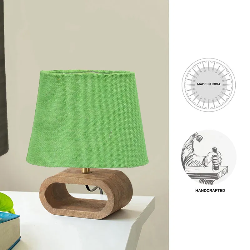 Ajna Wooden Table Lamp - Green,Brown media 4