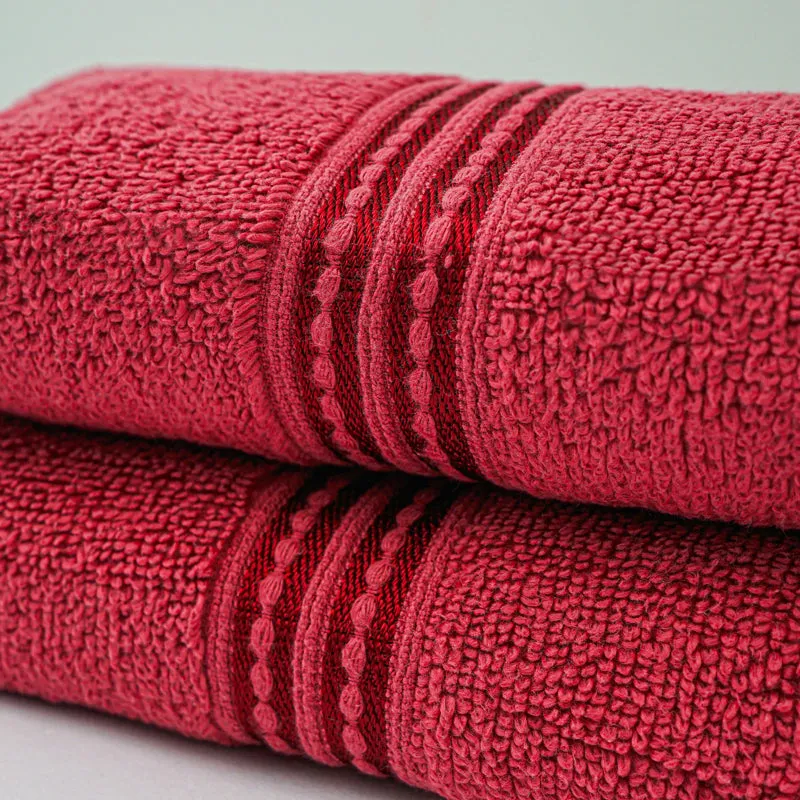 Micro Cotton LuxeDry Solid Hand Towel (Red) - Set Of Two media 6