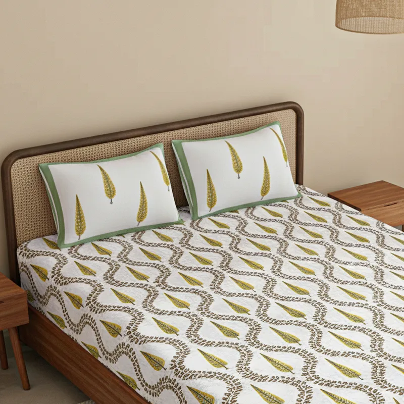 Regalia Cotton Bedsheet (Mustard Yellow) - 180 TC media 3