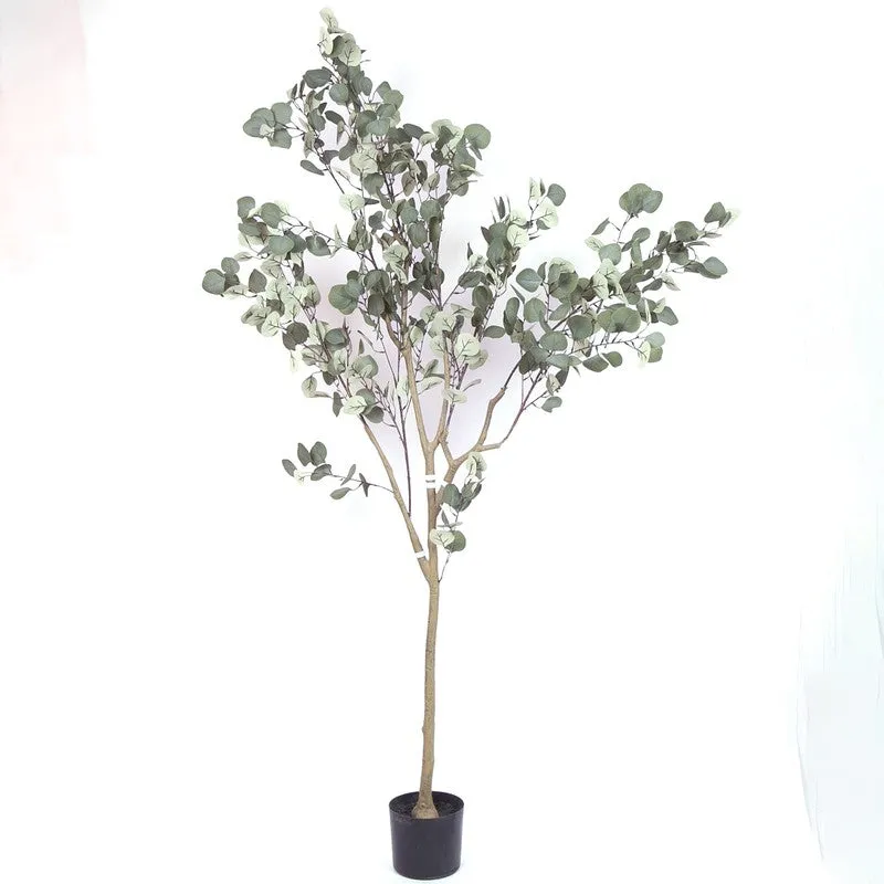 Compact Eucalyptus Artificial Plant With Black Plastic Pot media 4