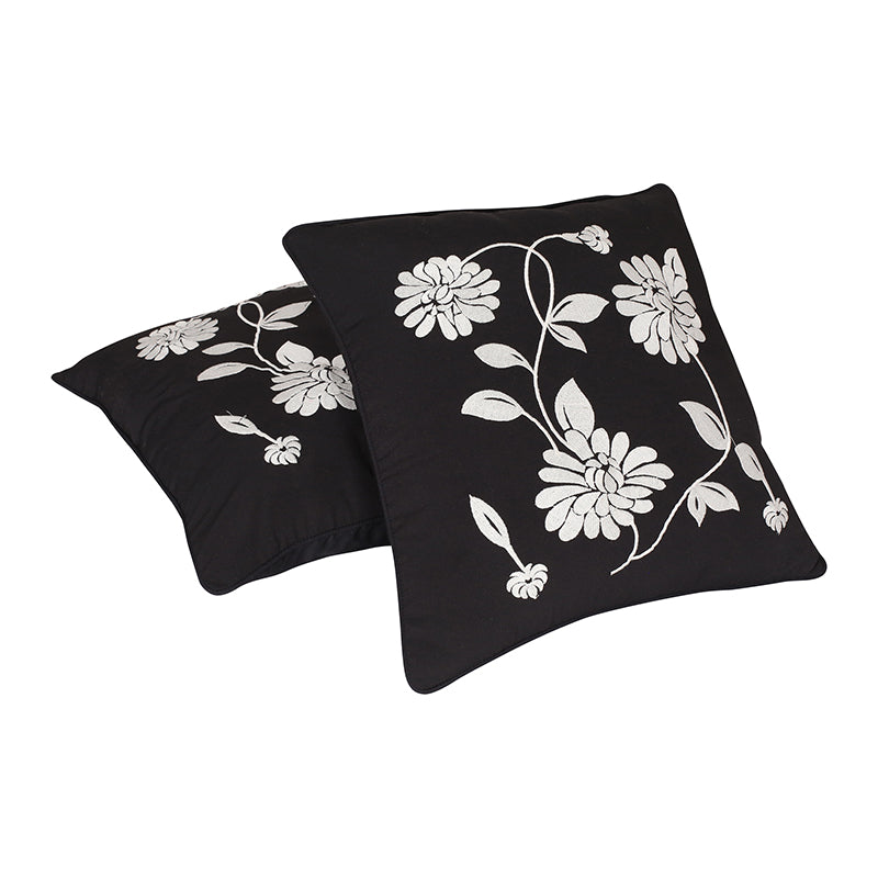 Flowery Nights Embroidered Cushion Cover - Set Of Two media 4
